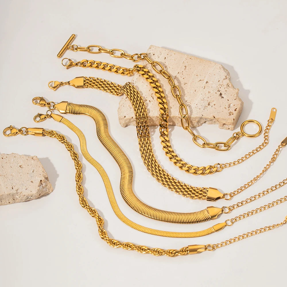 Bracelets femme dorés en acier inoxydable – Multi-chaînes 18K PVD au choix