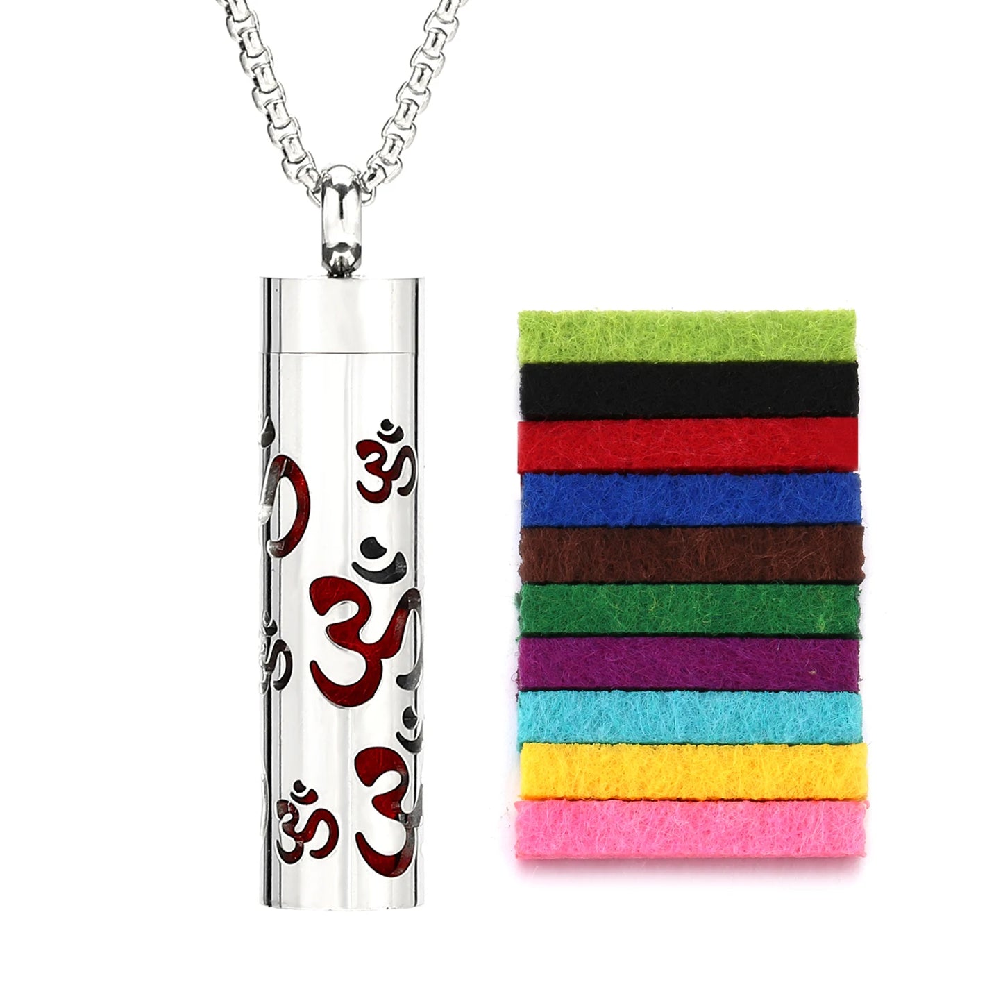 316L Diffusor-Halskette für ätherische Öle – Aromatherapie-Schmuck mit 10 farbigen Pads