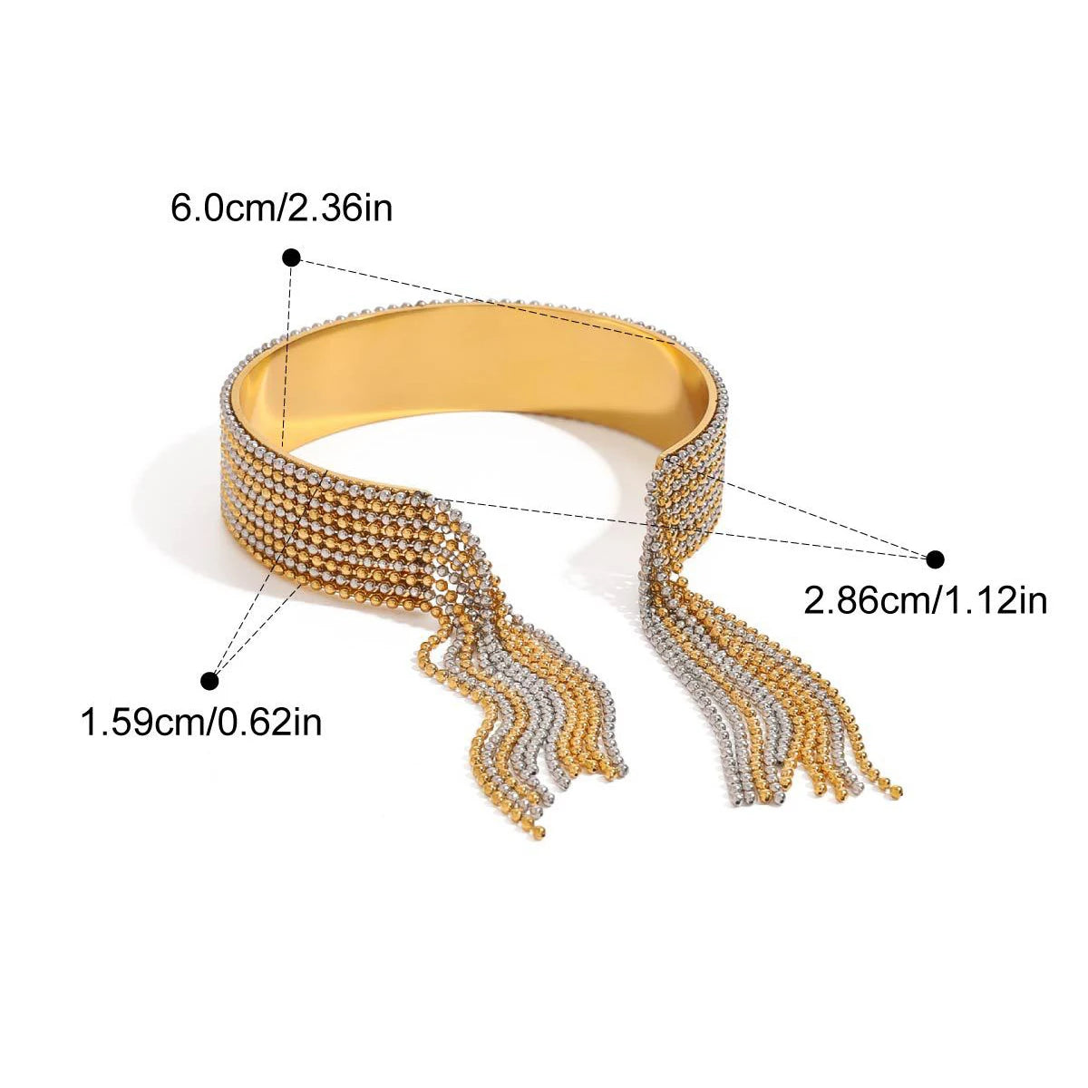 Quastenarmband und Ring – 18 Karat vergoldeter Edelstahl