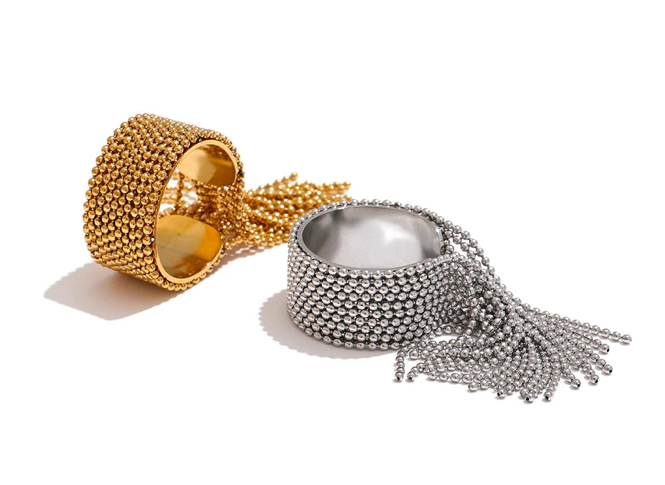 Bague chaîne gland – Acier inoxydable plaqué or 18K, réglable