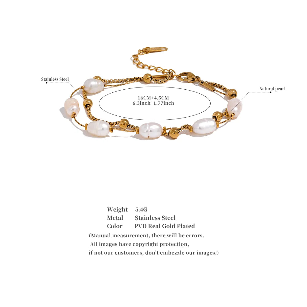 Doppeltes Ketten- und Perlenarmband – Sommerliche Eleganz