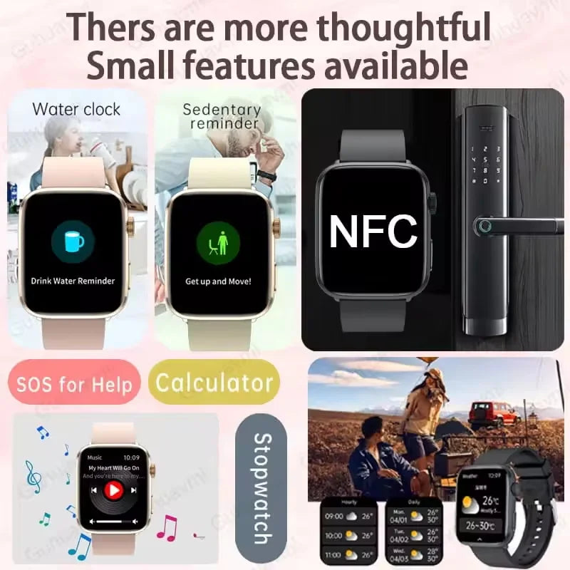 Montre connectée AI Santé 2025 – Smartwatch AMOLED 1,85’’ femmes & hommes, appels Bluetooth, NFC, suivi santé complet IP68