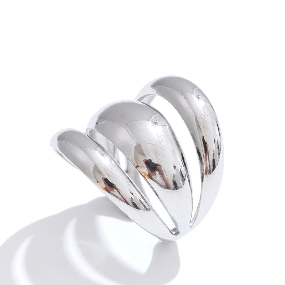 Bague géométrique – Acier inoxydable brillant