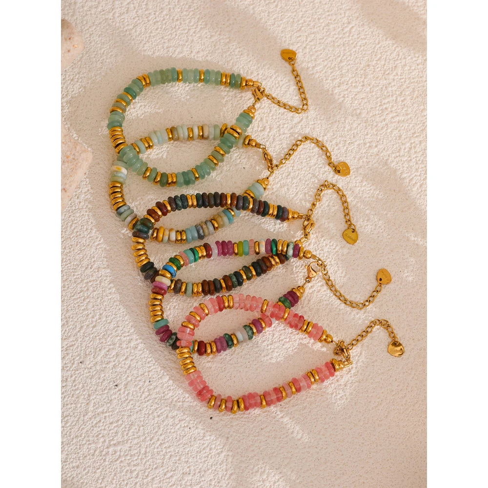 Buntes Perlenarmband – Naturstein & Edelstahl