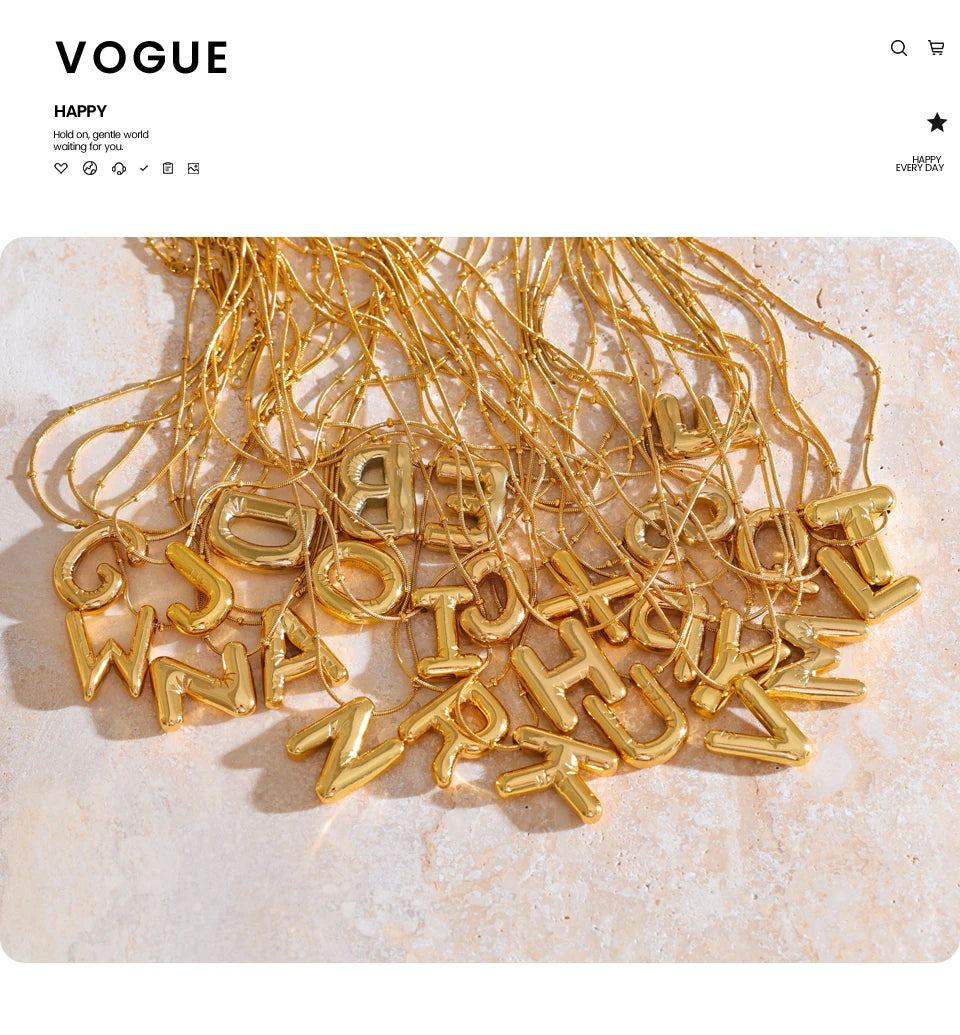 Collier initiale A–Z – Acier inoxydable plaqué or 18K, personnalisable & étanche