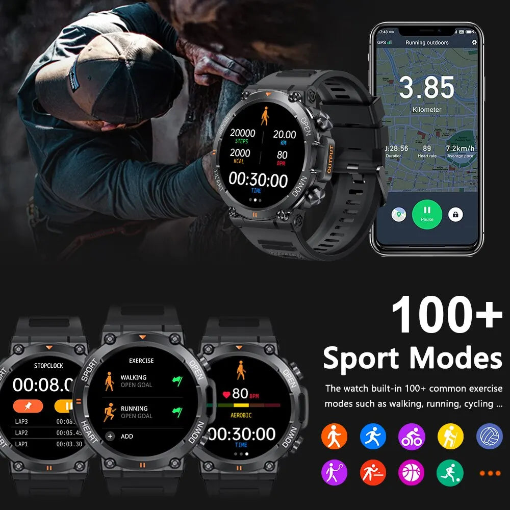 Montre Connectée Sport Homme – Écran HD, Appels Bluetooth, Cardio & Fitness | Android iOS