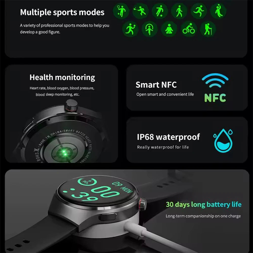Montre Connectée Sport 2025 – Écran AMOLED HD, Appels Bluetooth, GPS, Santé | Homme & Femme