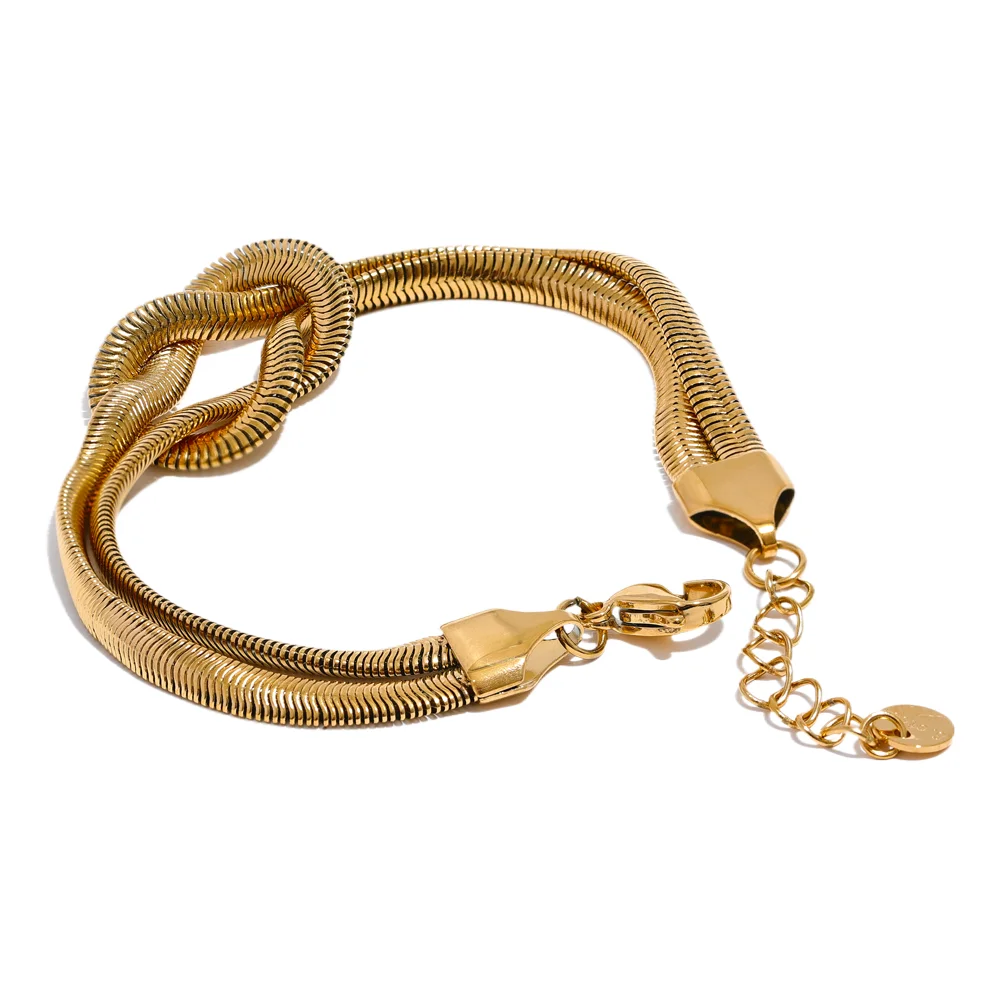 Knotenhalskette und -armband – 316L Edelstahl, goldene Schlangenkette