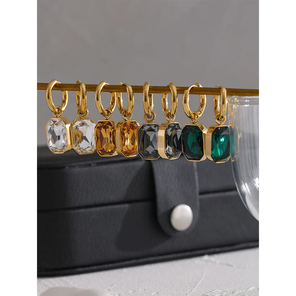 Boucles d'oreilles pendantes en zircon cubique – Acier inoxydable 18K
