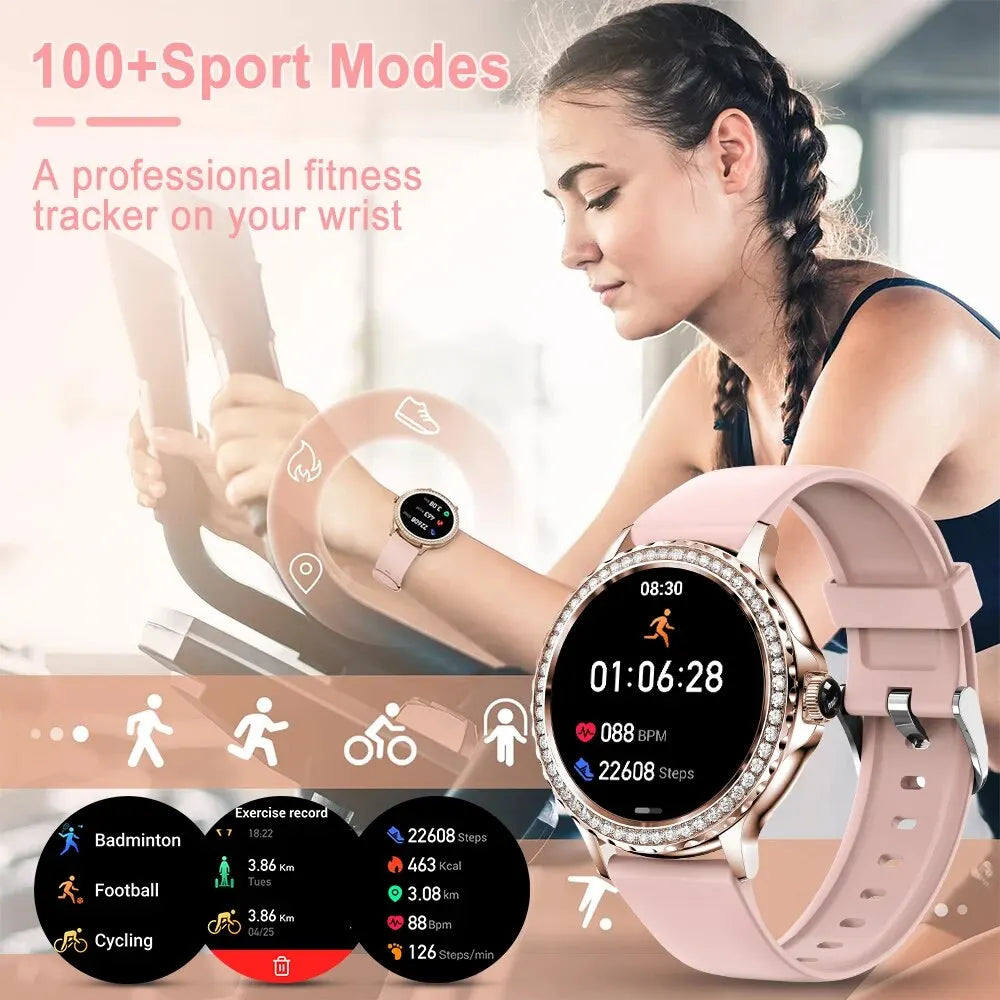 Montre Connectée Femme – Appels Bluetooth, Tracker Fitness & Santé, Cadrans Personnalisables | Android iOS