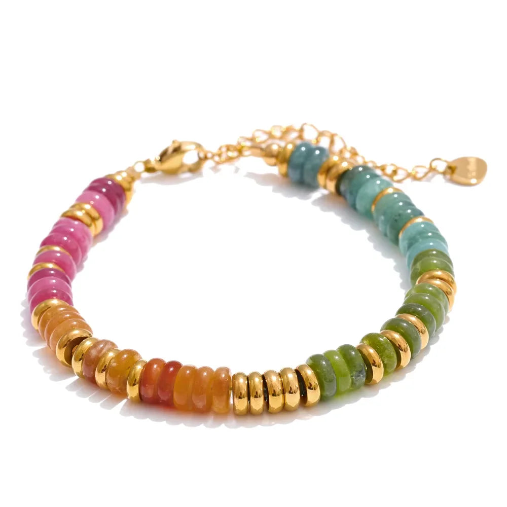 Buntes Perlenarmband – Naturstein & Edelstahl