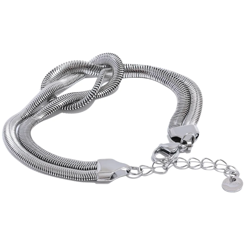 Parure chaîne serpent – collier & bracelet nœud superposé