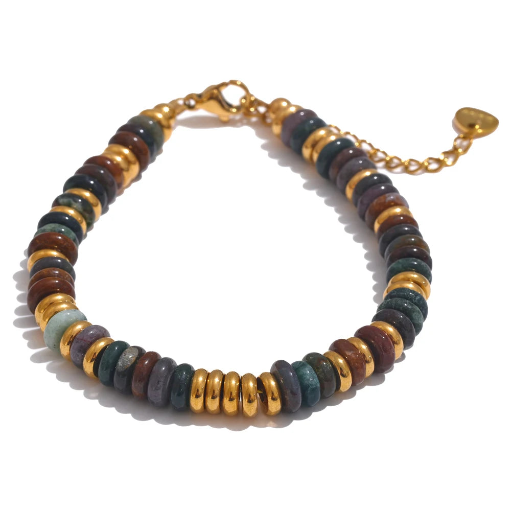 Buntes Perlenarmband – Naturstein & Edelstahl