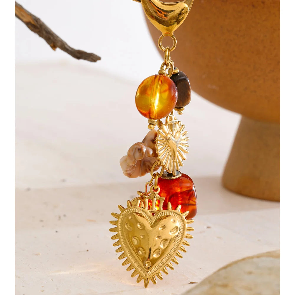 Porte-clé cœur en résine – accessoire doré délicat et féminin