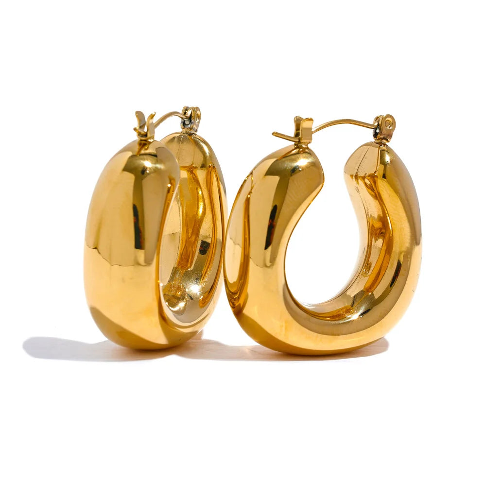Boucles d’oreilles créoles épaisses en acier inoxydable – Or & argent, waterproof et tendance 2025