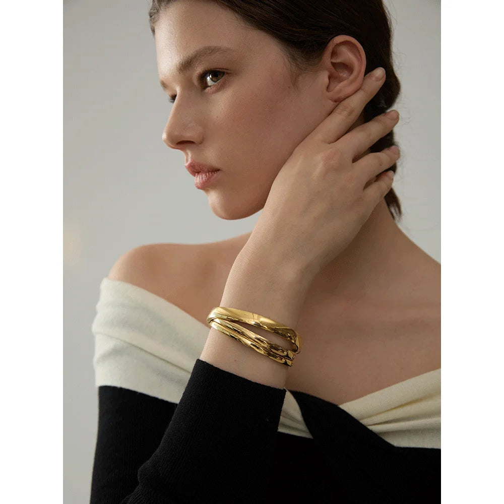 Minimalistisches rundes Armband – 316L Edelstahl, 18 Karat vergoldet, wasserdicht