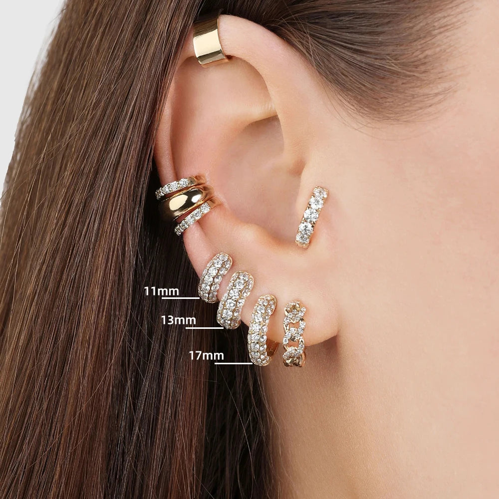Boucles d’oreilles Huggie en acier inoxydable plaqué or – Créoles fines zircon CZ