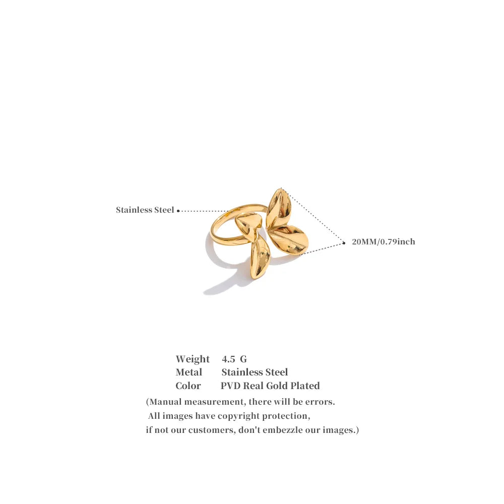 Bague Fleur Sculptée en Acier Inoxydable