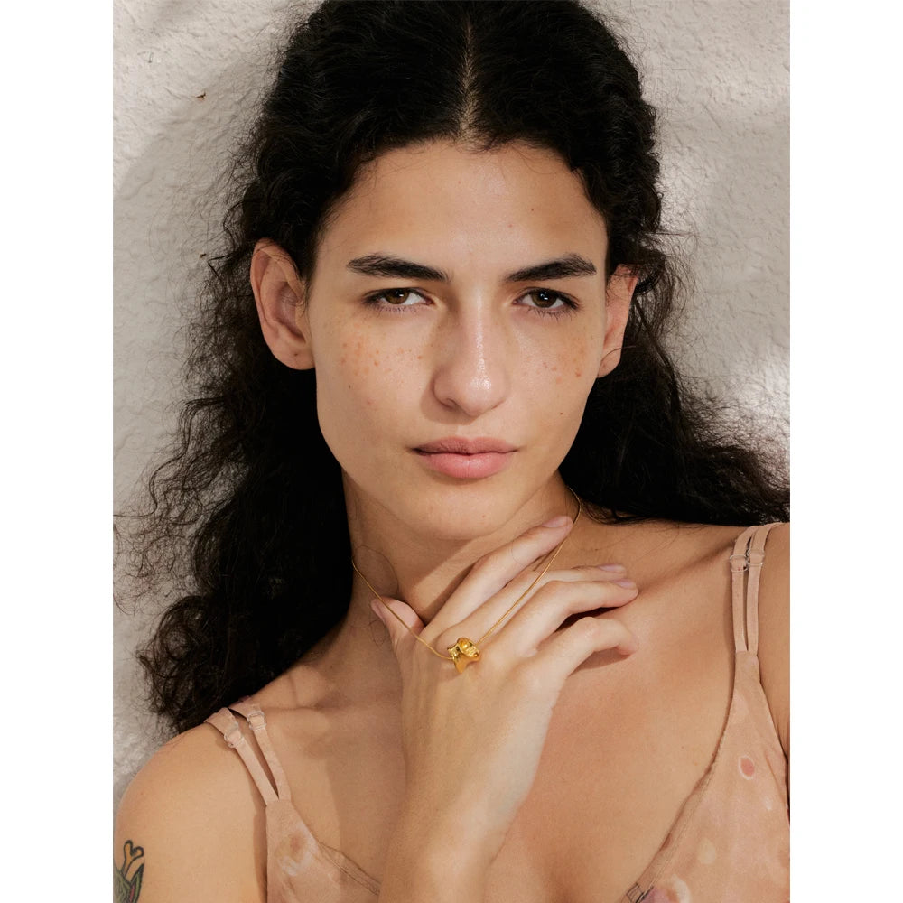 Collier pendentif géométrique femme – Chaîne amovible acier inoxydable doré & argenté – Bijoux créatifs