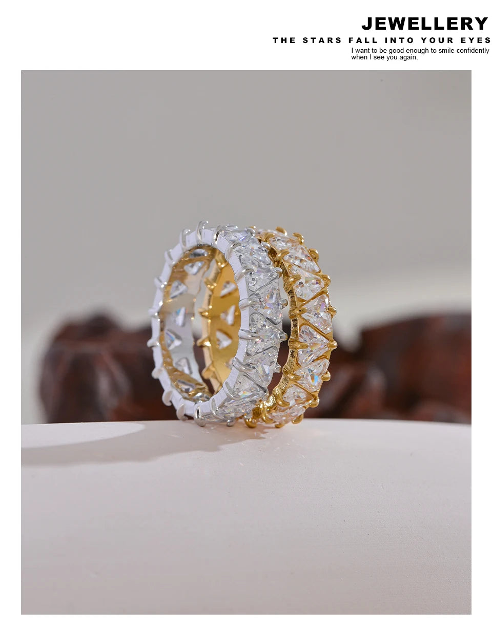 Bling Heart Ring – Edelstahl und Zirkonia, glänzendes Finish