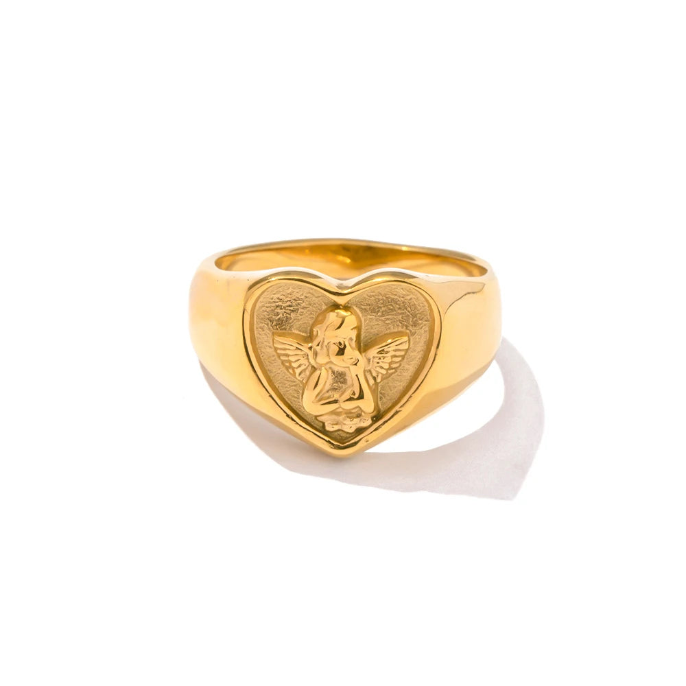 Bagues femme dorées en acier inoxydable – Plaqué or 18K, coquille, perle et zircon, bijoux tendance