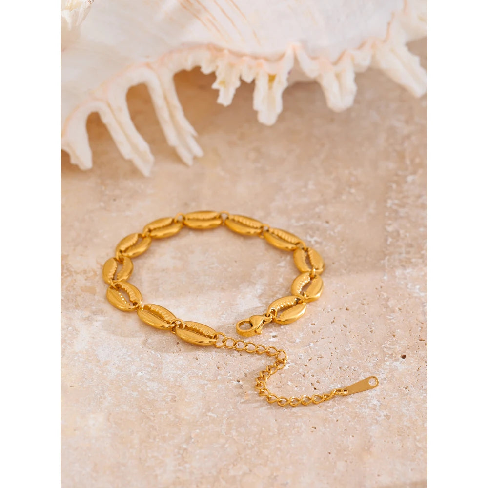 Bracelet Coquillage Doré – Acier Inoxydable Plaqué Or 18K