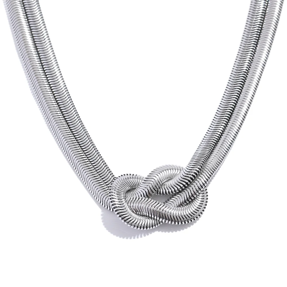 Knotenhalskette und -armband – 316L Edelstahl, goldene Schlangenkette