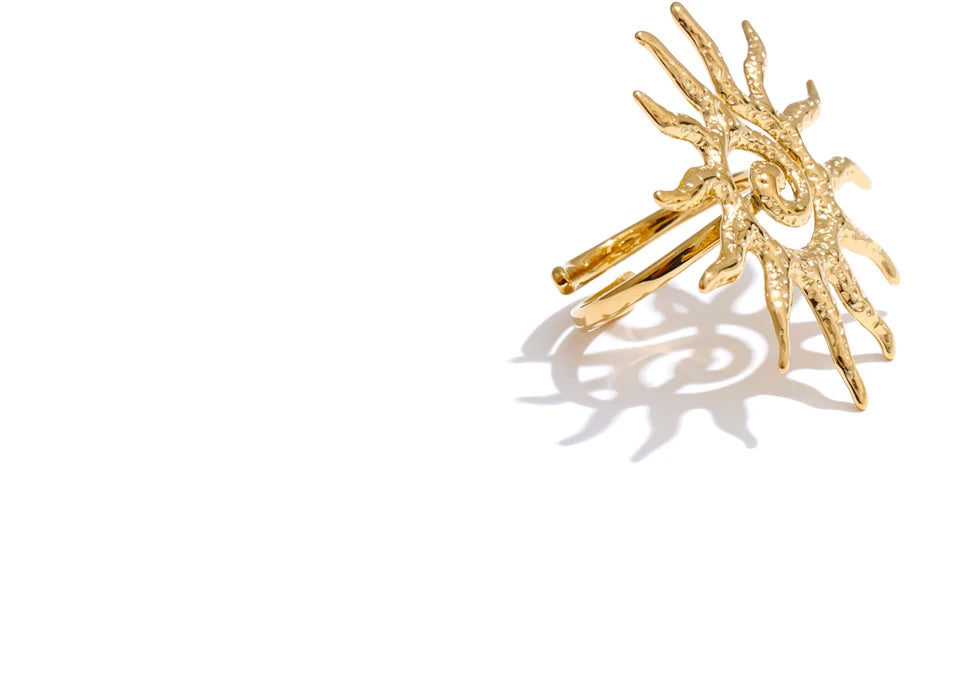 Goldener Sonnenring – 18 Karat Edelstahl, verstellbar