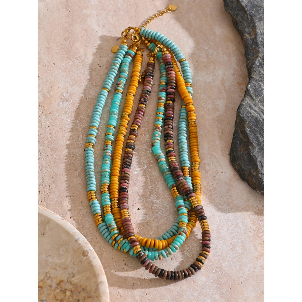 Collier perles colorées – Pierre naturelle