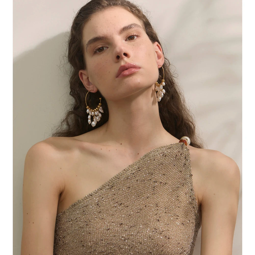 Boucles d’oreilles dorées perles baroques