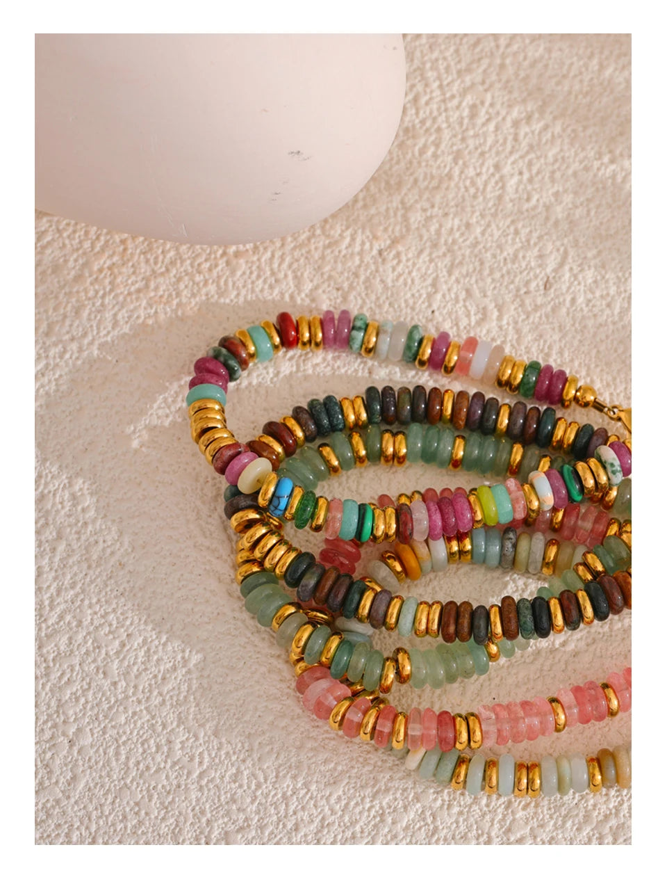 Buntes Perlenarmband – Naturstein & Edelstahl