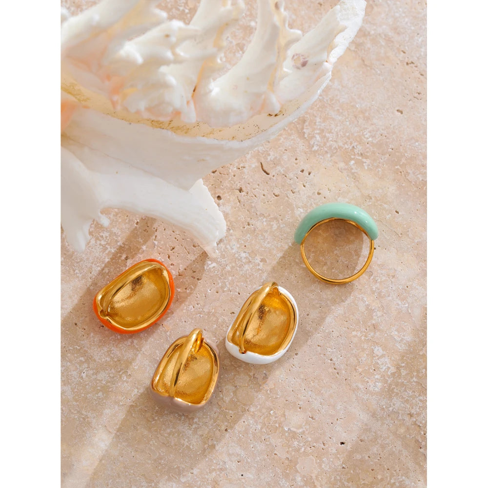 Mehrfarbiger Emaille-Ring - Candy-Effekt, verstellbarer Edelstahl