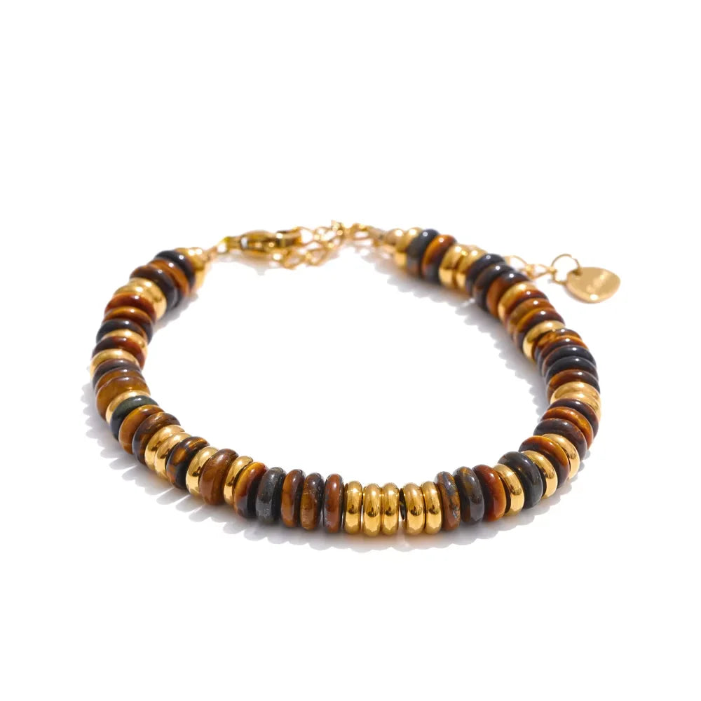 Buntes Perlenarmband – Naturstein & Edelstahl