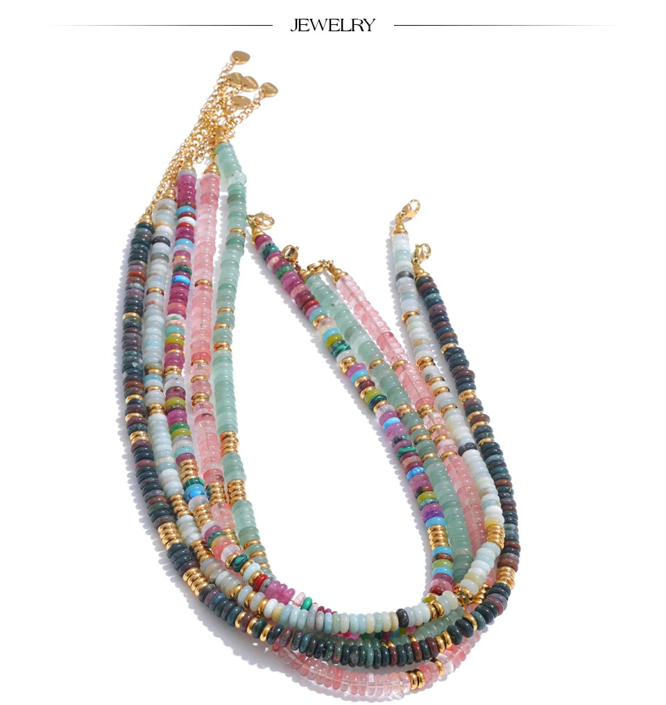 Collier perles colorées – Pierre naturelle