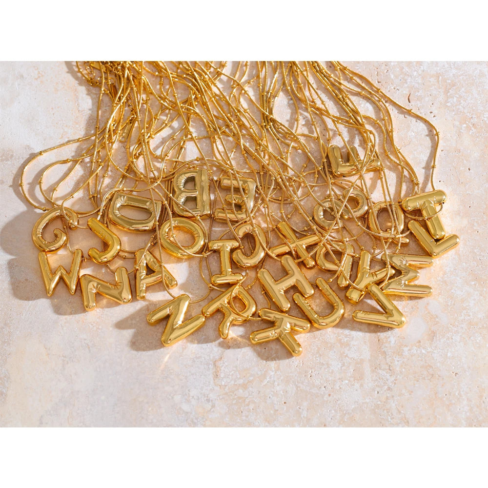Collier initiale A–Z – Acier inoxydable plaqué or 18K, personnalisable & étanche
