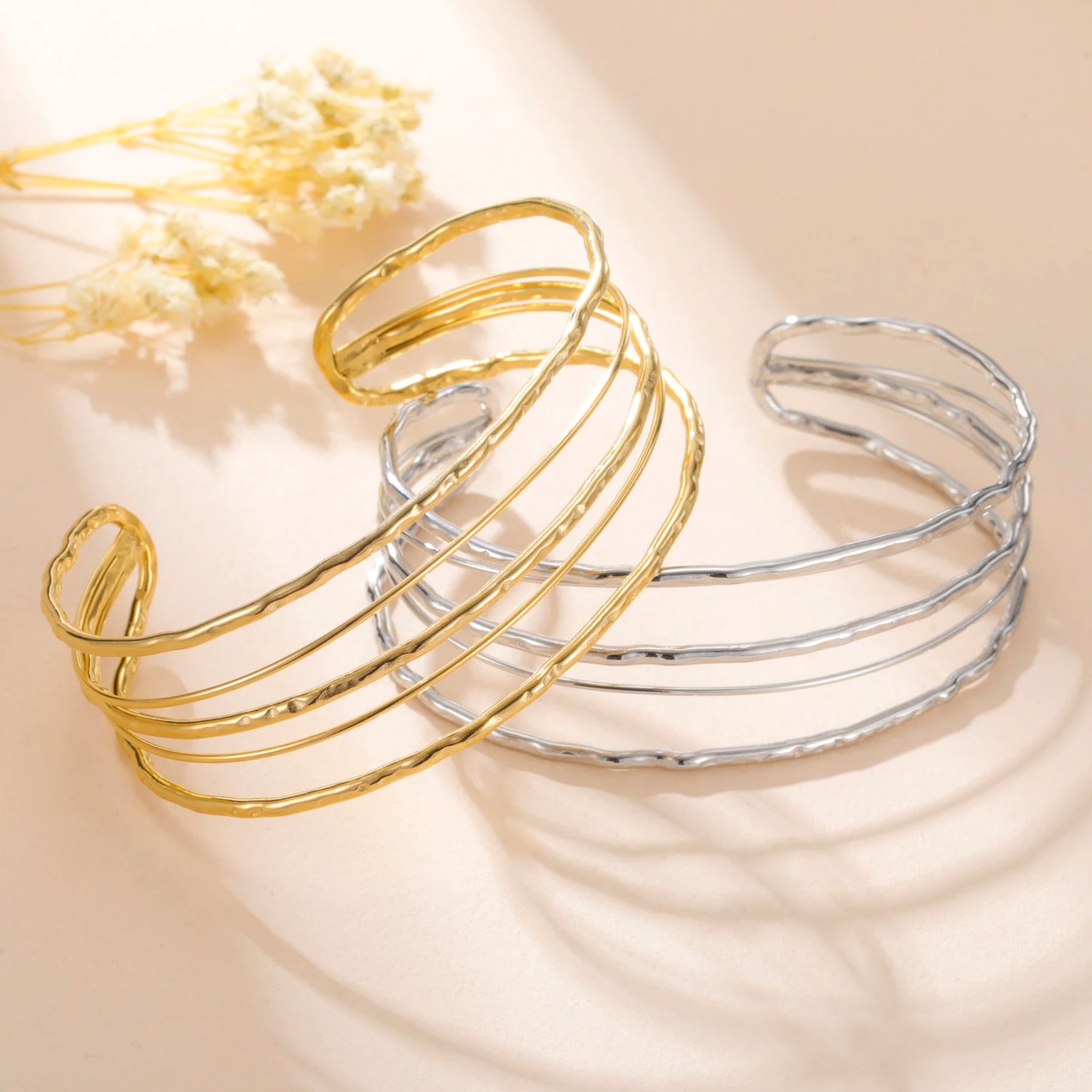 Mehrreihiges Armreif-Armband – Gold- oder Silber-Edelstahl