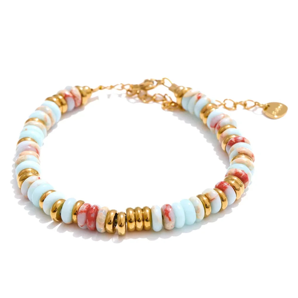 Buntes Perlenarmband – Naturstein & Edelstahl