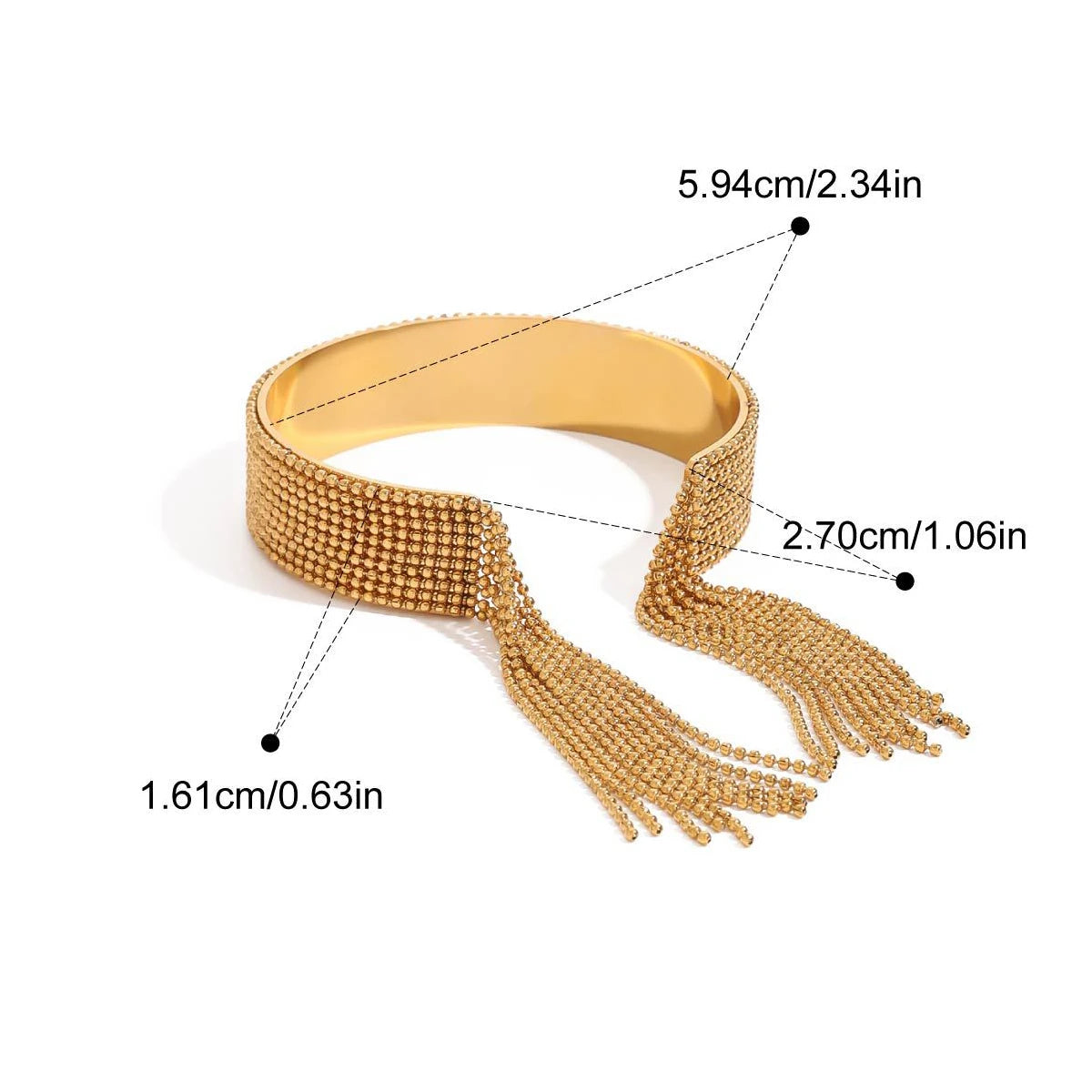 Quastenarmband und Ring – 18 Karat vergoldeter Edelstahl