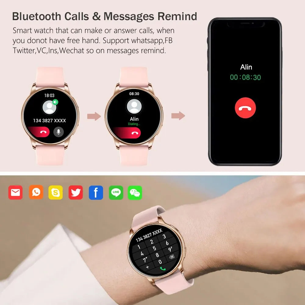 Montre Connectée Bluetooth – Appels, Tracker Fitness & Cardio | Homme & Femme Android iOS