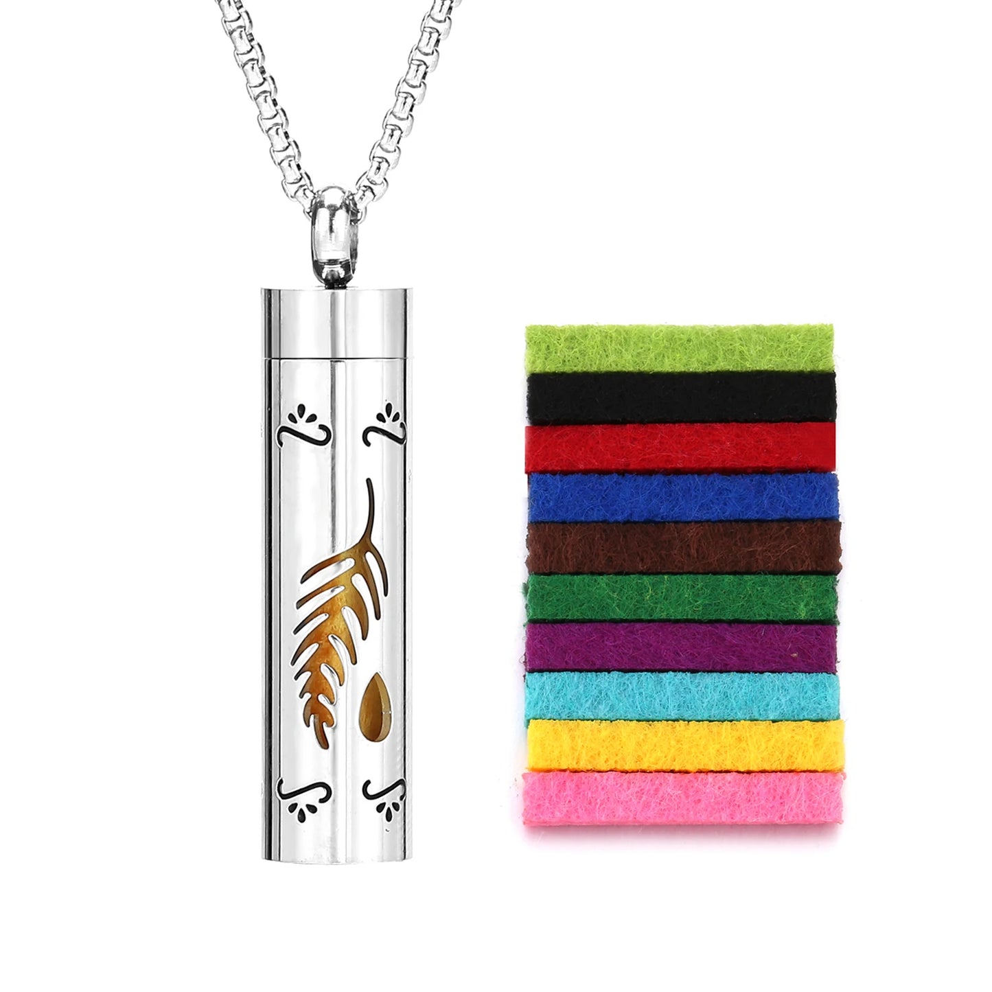 316L Diffusor-Halskette für ätherische Öle – Aromatherapie-Schmuck mit 10 farbigen Pads