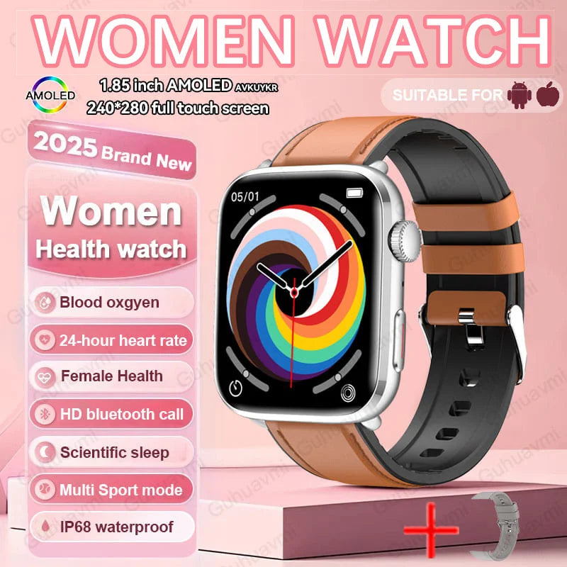 Montre connectée AI Santé 2025 – Smartwatch AMOLED 1,85’’ femmes & hommes, appels Bluetooth, NFC, suivi santé complet IP68