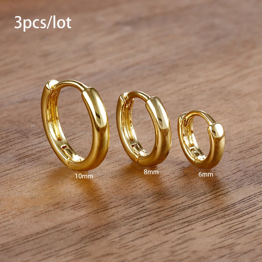 Trio aus goldenen oder silbernen Edelstahlohrringen