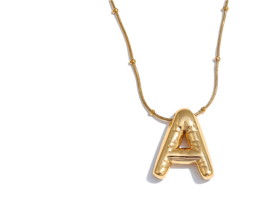 Collier initiale A–Z – Acier inoxydable plaqué or 18K, personnalisable & étanche