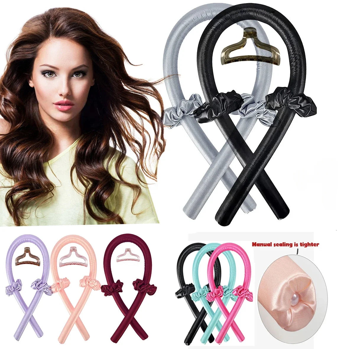 Bigoudis sans chaleur cheveux longs et courts – Bande à friser douce pour boucles naturelles