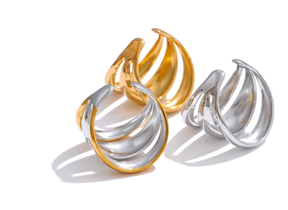 Bague géométrique – Acier inoxydable brillant