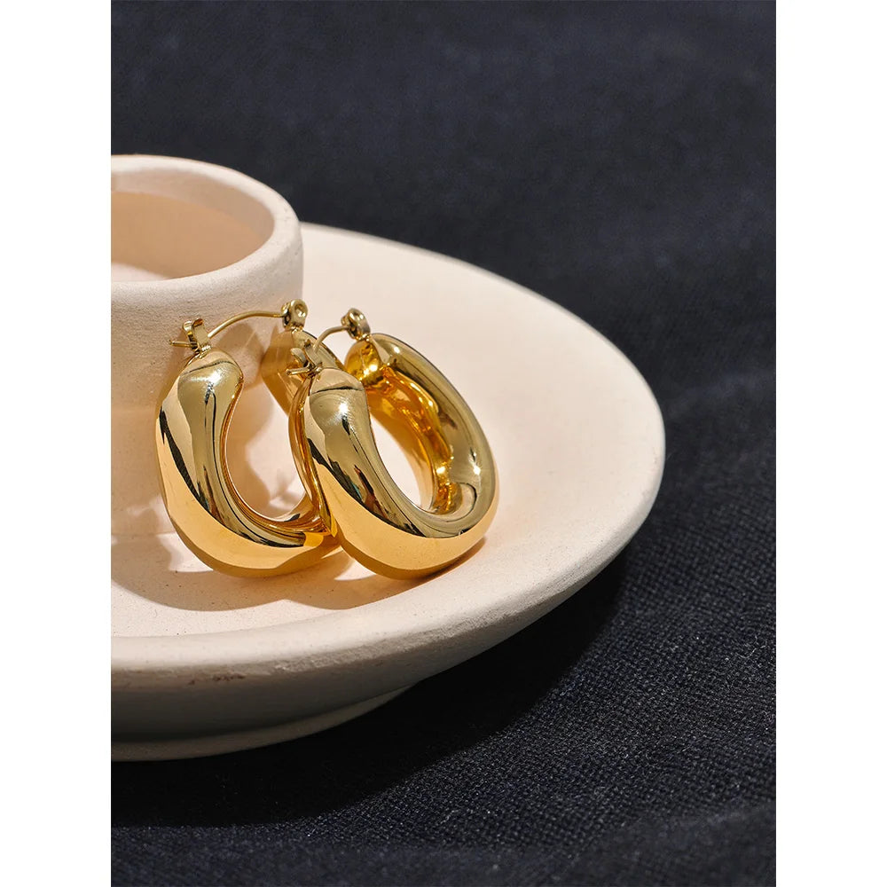Boucles d’oreilles créoles épaisses en acier inoxydable – Or & argent, waterproof et tendance 2025