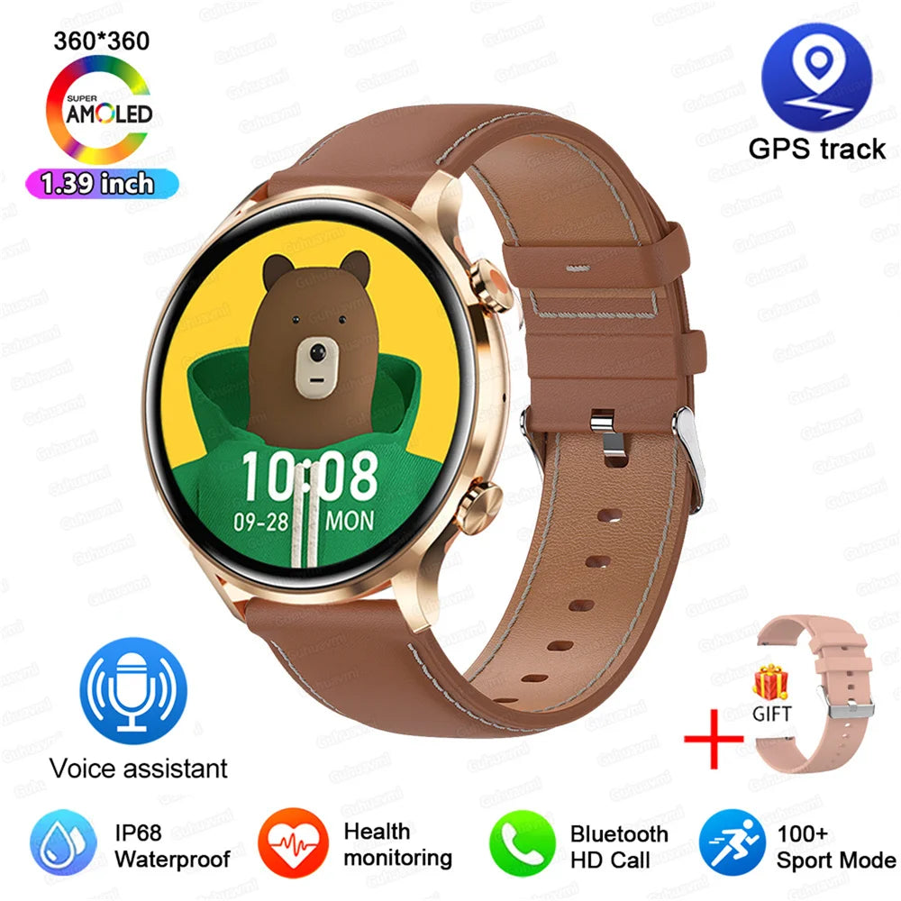 Montre connectée AMOLED homme & femme – Smartwatch Bluetooth, GPS, NFC, étanche IP68, Android & iOS