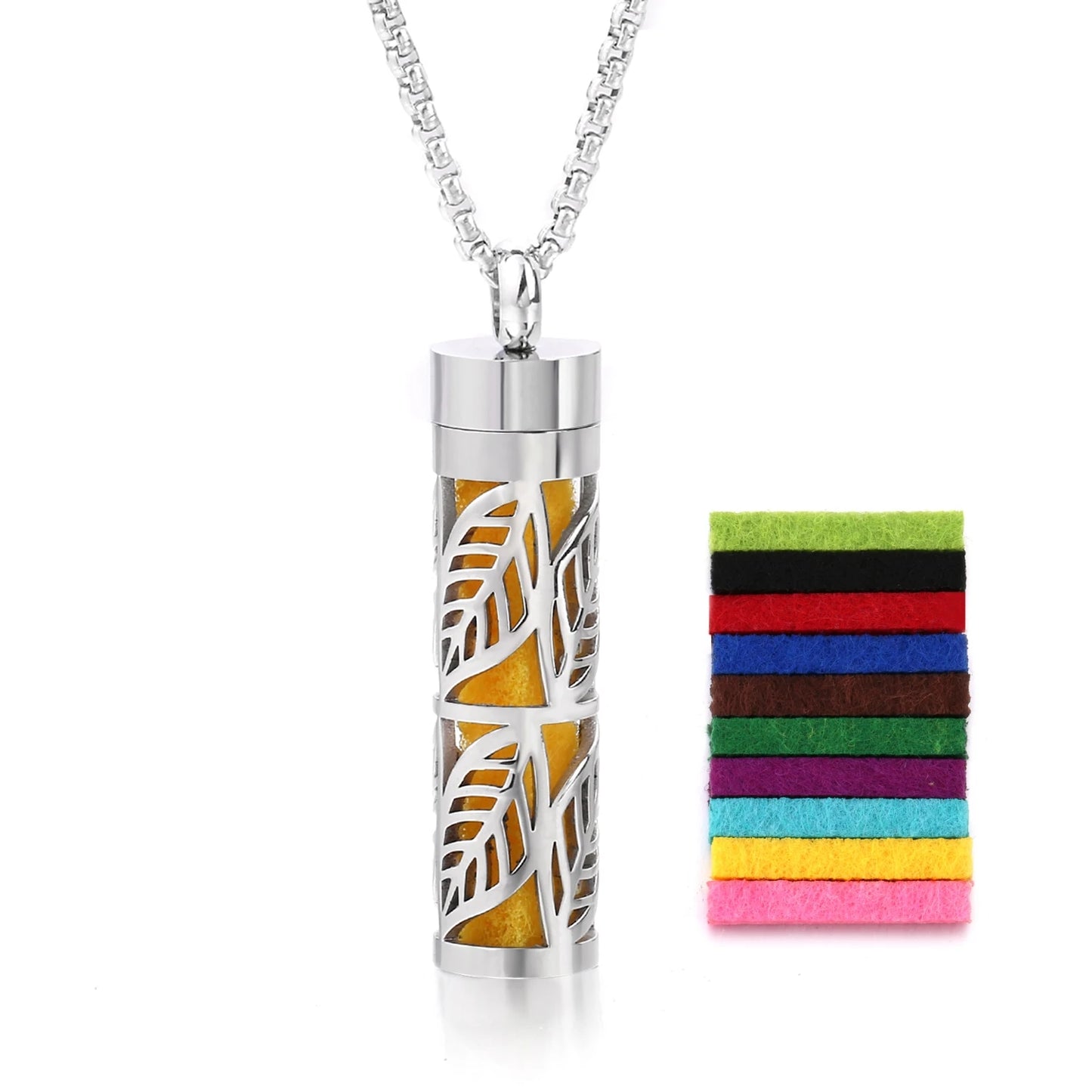 316L Diffusor-Halskette für ätherische Öle – Aromatherapie-Schmuck mit 10 farbigen Pads