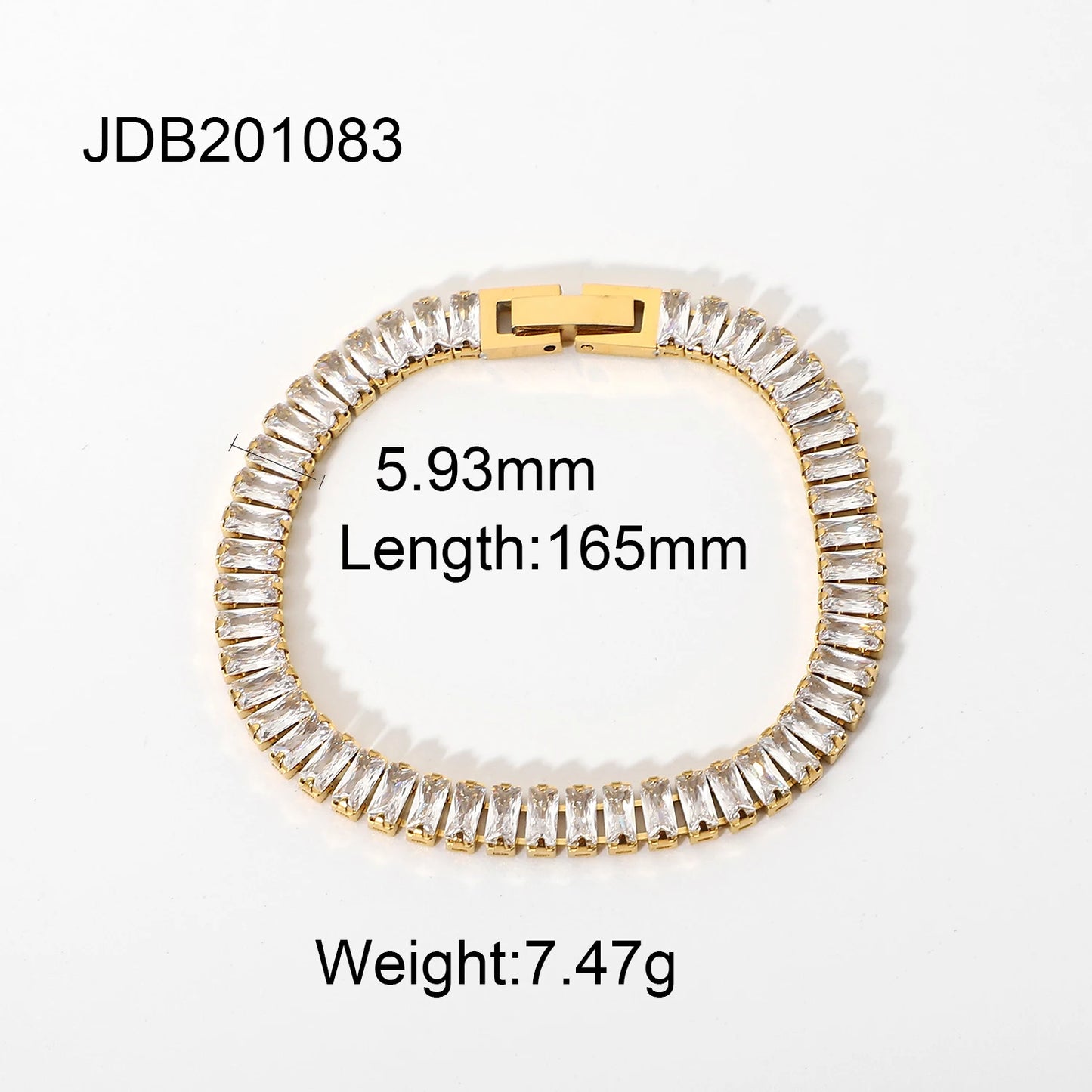 Bracelet femme doré en acier inoxydable – Zircone cubique, plaqué or PVD 18K, étanche et hypoallergénique