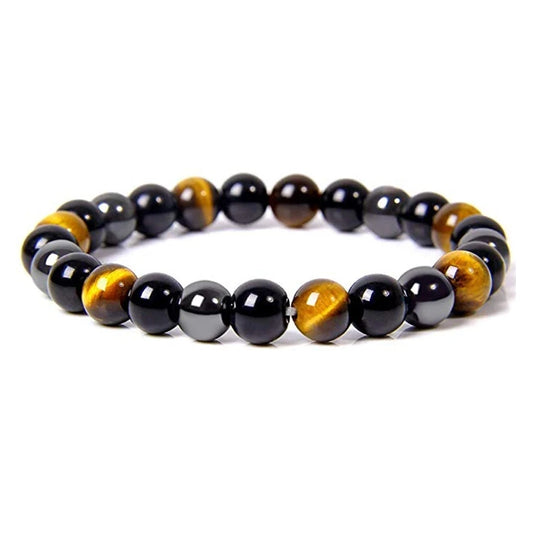 Bracelet Triple Protection – Œil de Tigre, Obsidienne & Hématite